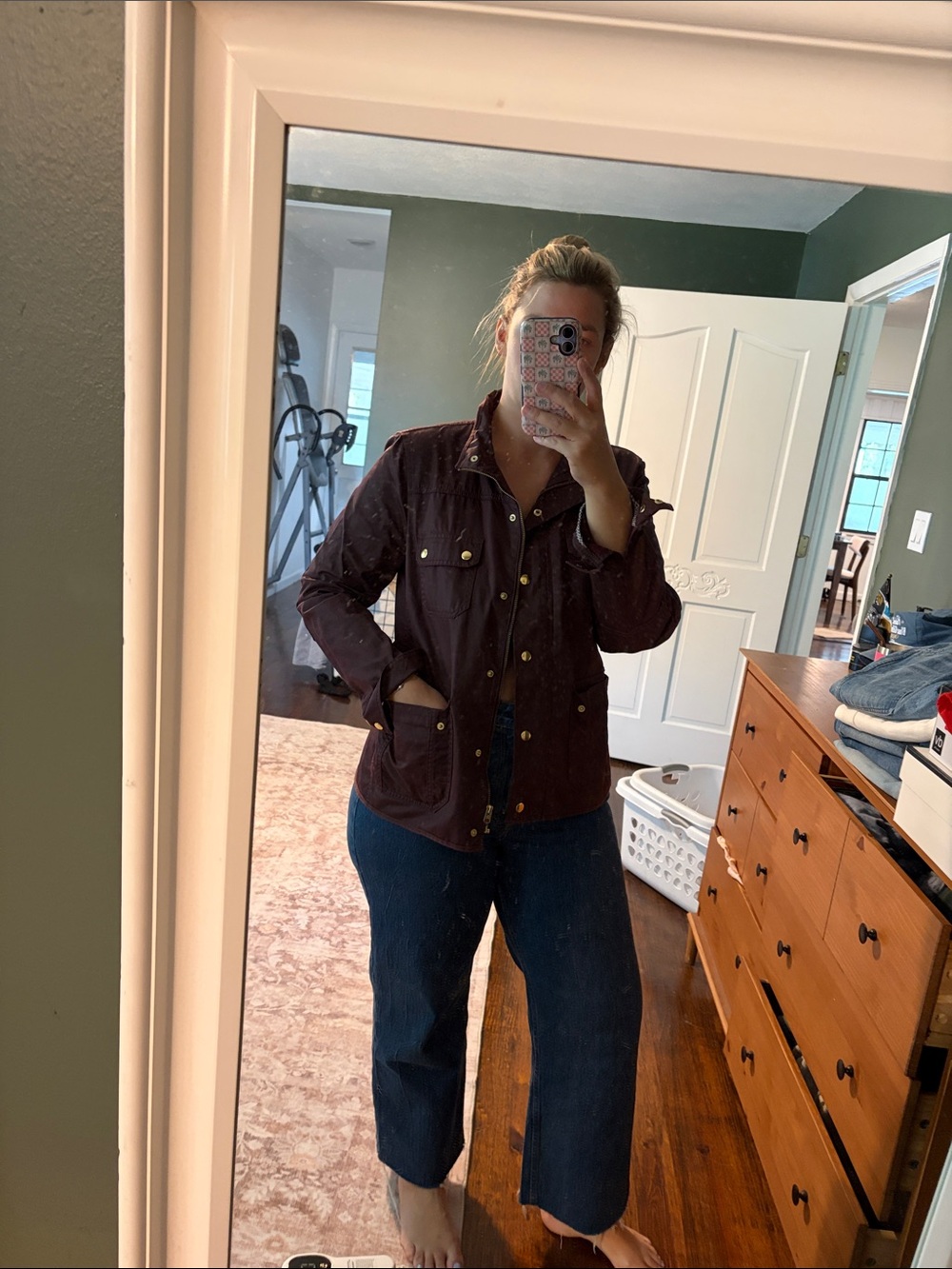 J. Crew Burgundy Field Jacket with Gold Hardware